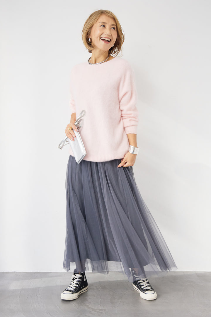 [SET]カシミヤウールニット+チュールギャザースカート(2set)