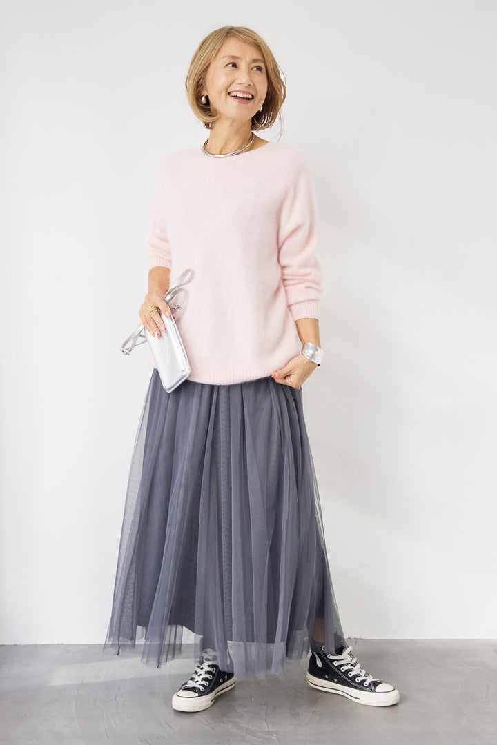 [SET]カシミヤウールニット+チュールギャザースカート(2set)