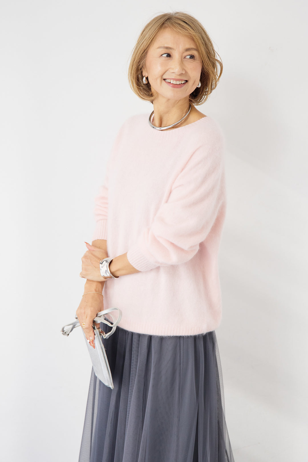 [SET]カシミヤウールニット+チュールギャザースカート(2set)