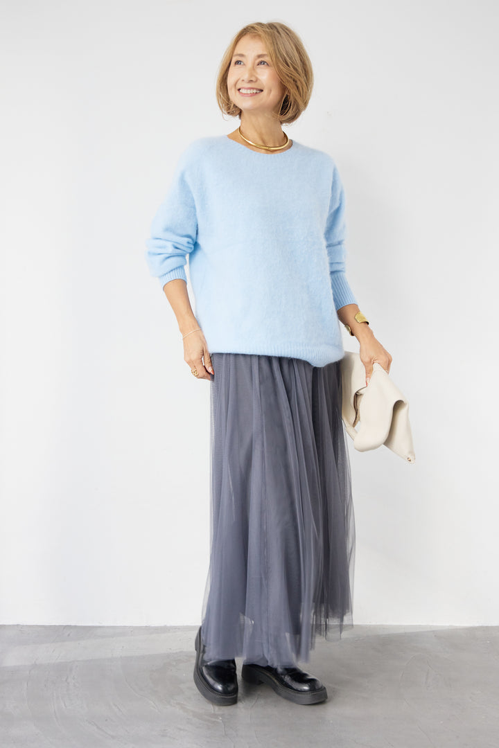 [SET]カシミヤウールニット+チュールギャザースカート(2set)