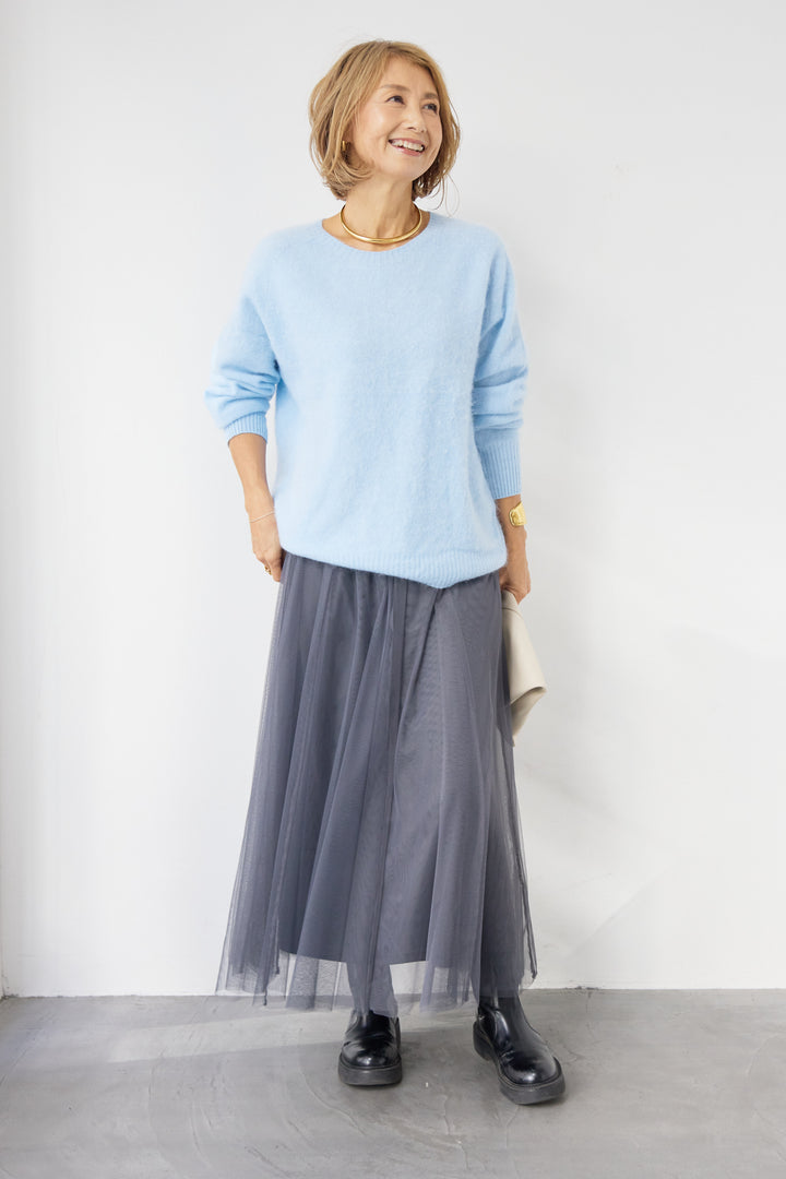 [SET]カシミヤウールニット+チュールギャザースカート(2set)