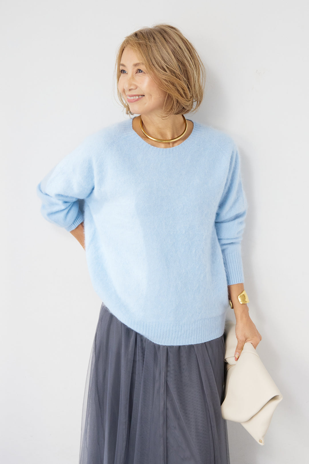 [SET]カシミヤウールニット+チュールギャザースカート(2set)