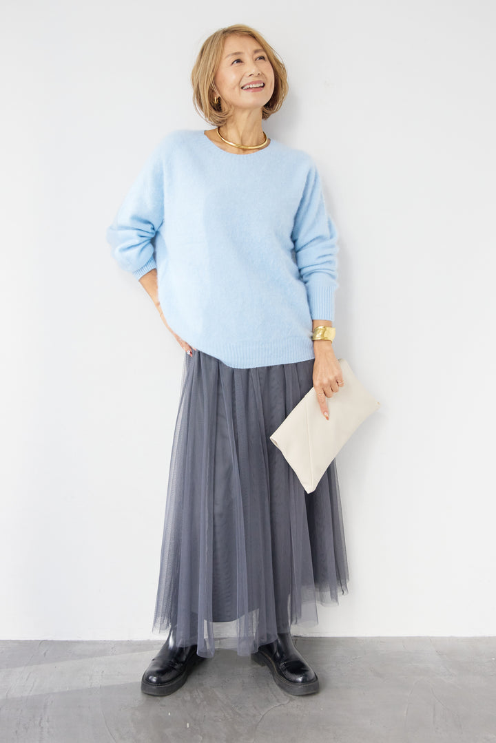 [SET]カシミヤウールニット+チュールギャザースカート(2set)