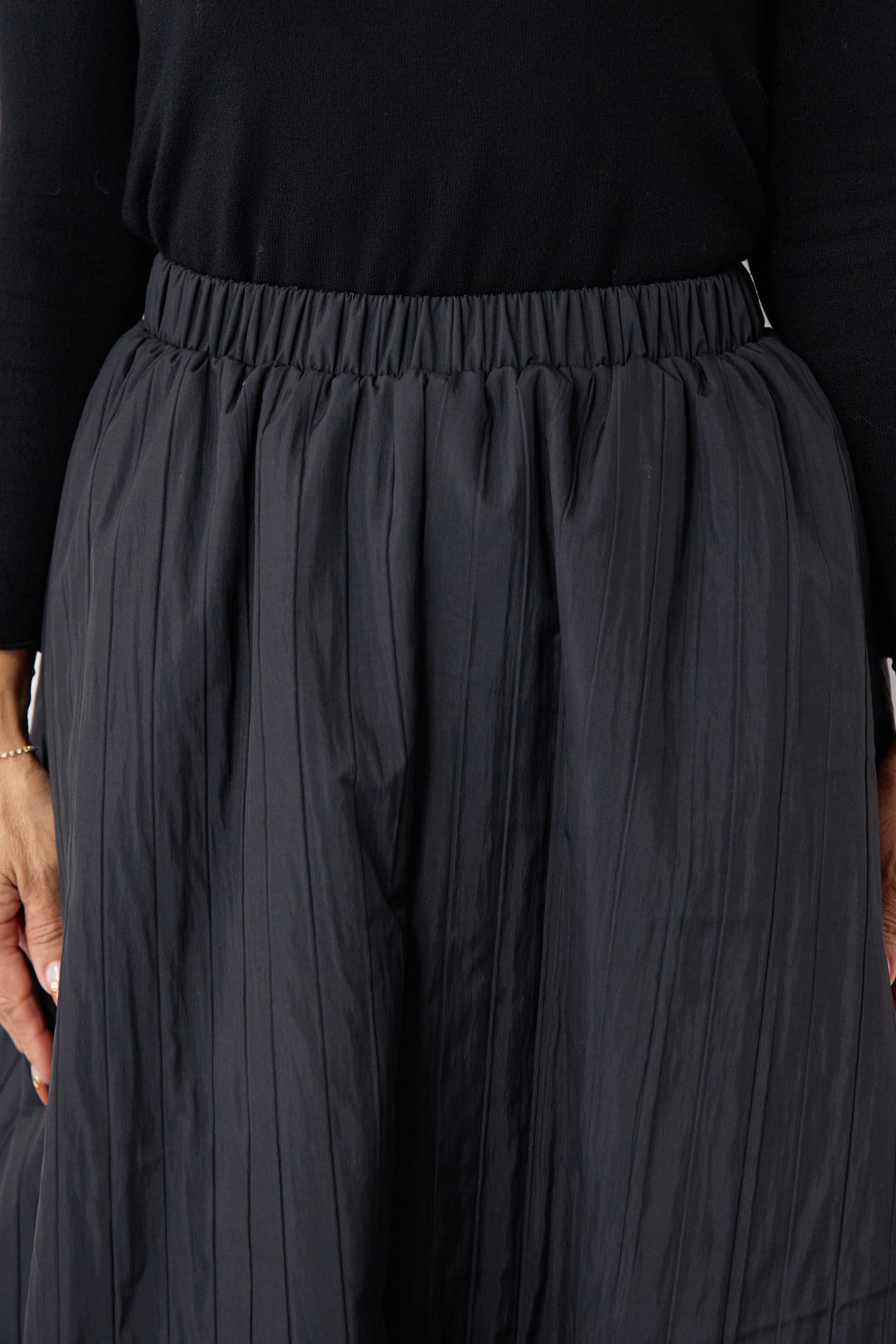 [SET]ロールエッジタートルニット+中綿エアリーバルーンスカート(2set)