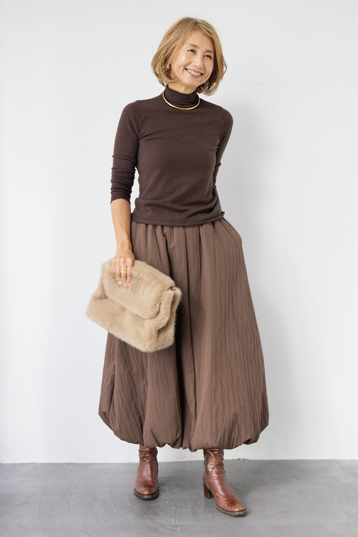 [SET]ロールエッジタートルニット+中綿エアリーバルーンスカート(2set)