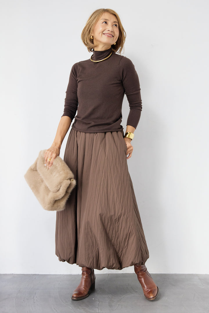 [SET]ロールエッジタートルニット+中綿エアリーバルーンスカート(2set)