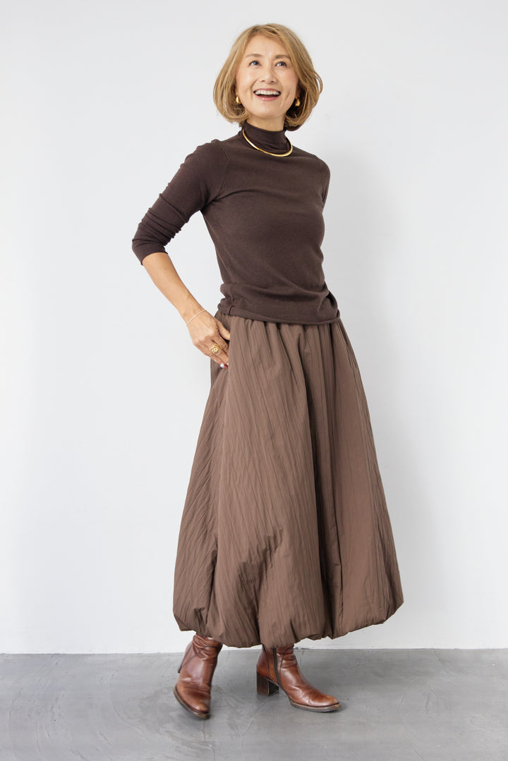 [SET]ロールエッジタートルニット+中綿エアリーバルーンスカート(2set)