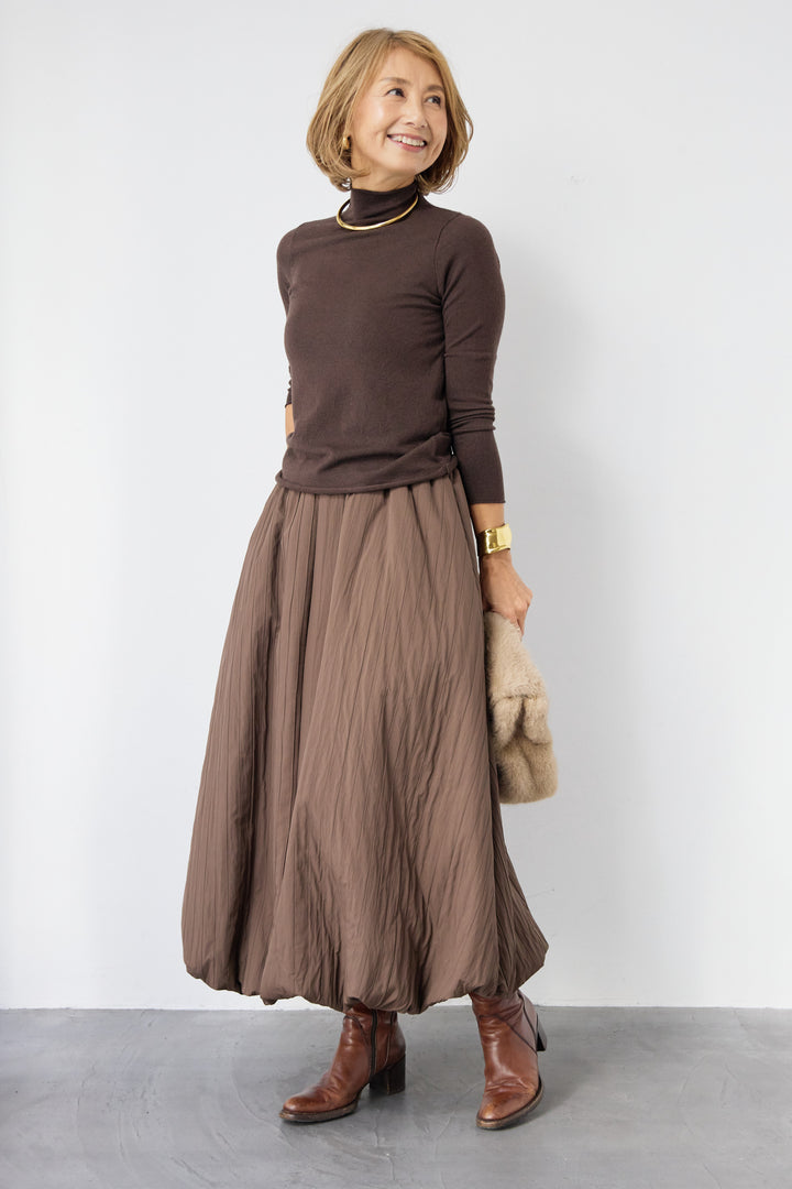 [SET]ロールエッジタートルニット+中綿エアリーバルーンスカート(2set)