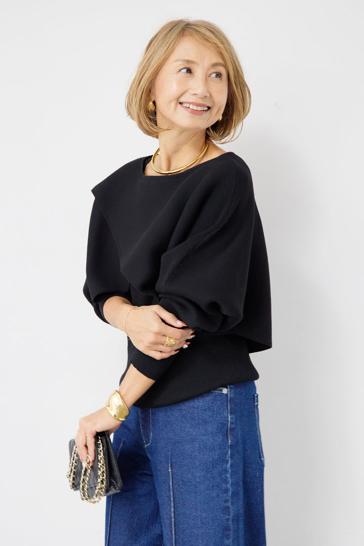 [SET]コットンケープアンサンブル+【倉敷デニム】センターシームワイドデニムパンツ(2set)