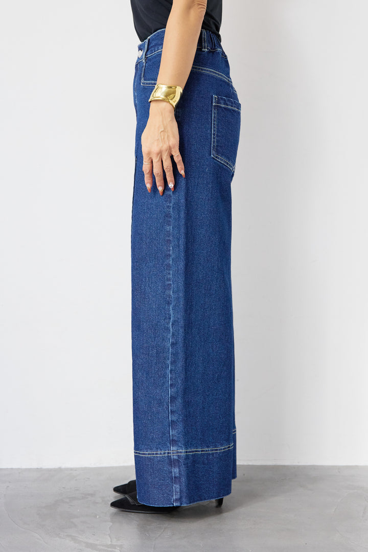 [SET]コットンケープアンサンブル+【倉敷デニム】センターシームワイドデニムパンツ(2set)