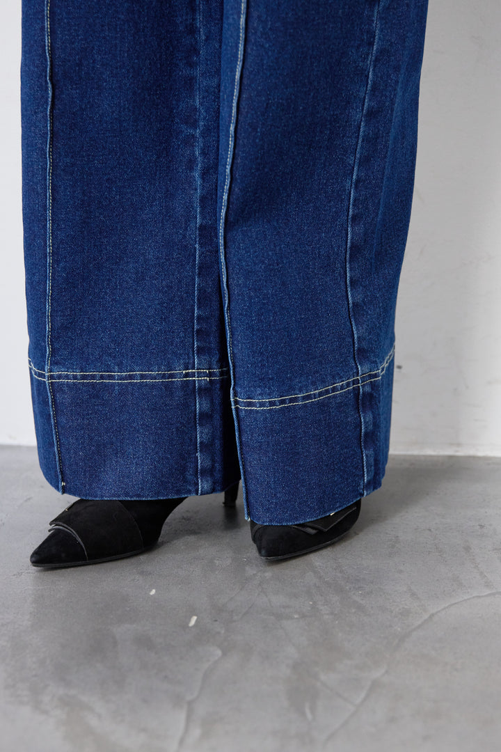 [SET]コットンケープアンサンブル+【倉敷デニム】センターシームワイドデニムパンツ(2set)