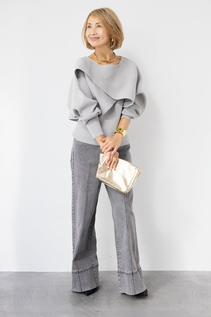 【倉敷デニム】センターシームワイドデニムパンツ