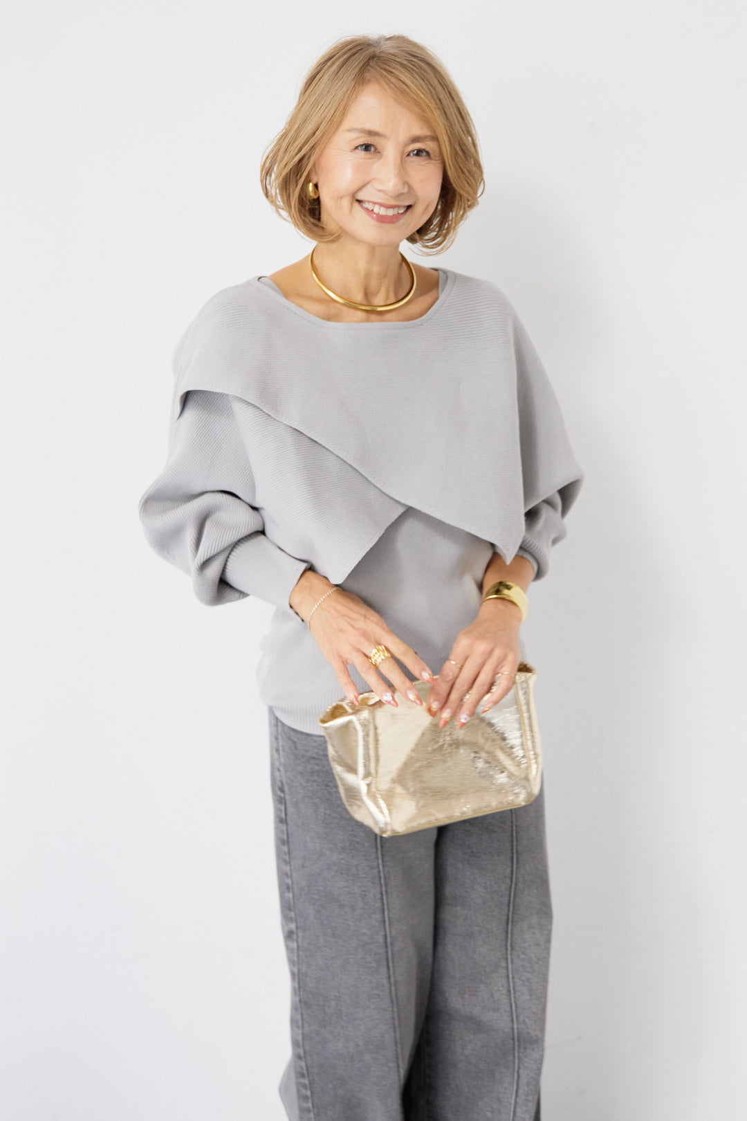 [SET]コットンケープアンサンブル+【倉敷デニム】センターシームワイドデニムパンツ(2set)