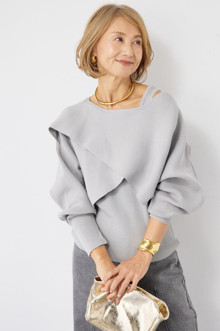 [SET]コットンケープアンサンブル+【倉敷デニム】センターシームワイドデニムパンツ(2set)