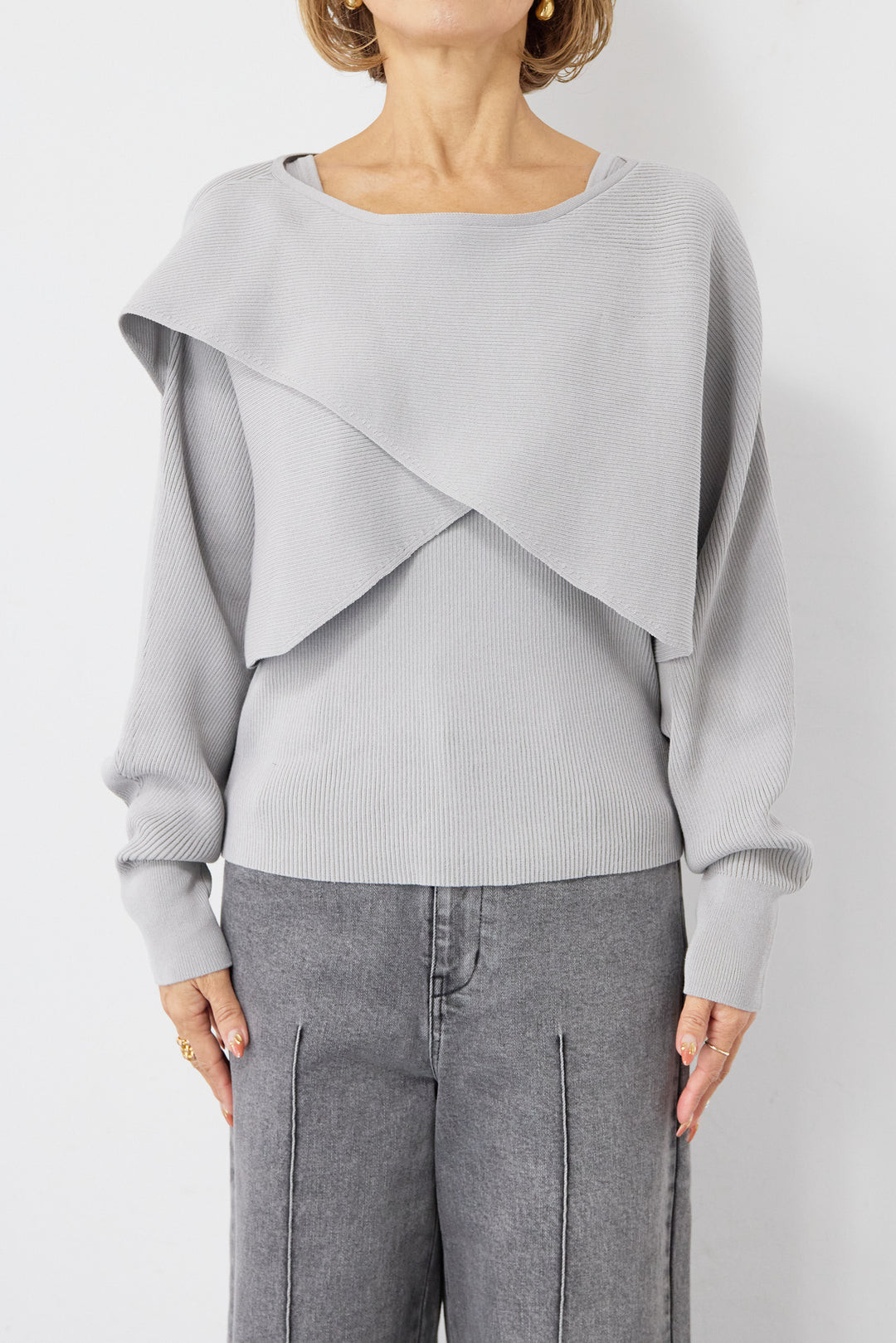 [SET]コットンケープアンサンブル+【倉敷デニム】センターシームワイドデニムパンツ(2set)