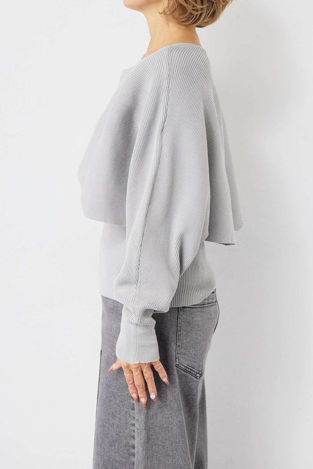 [SET]コットンケープアンサンブル+【倉敷デニム】センターシームワイドデニムパンツ(2set)