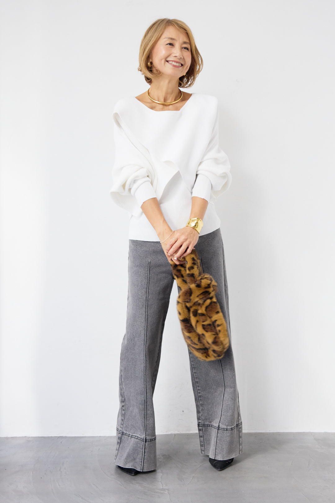 [SET]コットンケープアンサンブル+【倉敷デニム】センターシームワイドデニムパンツ(2set)