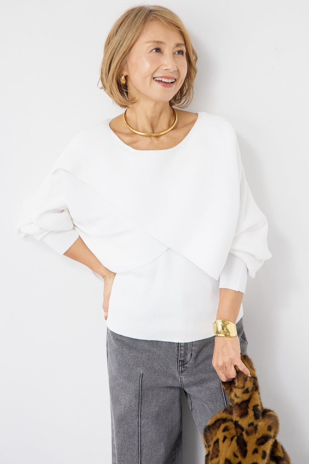 [SET]コットンケープアンサンブル+【倉敷デニム】センターシームワイドデニムパンツ(2set)