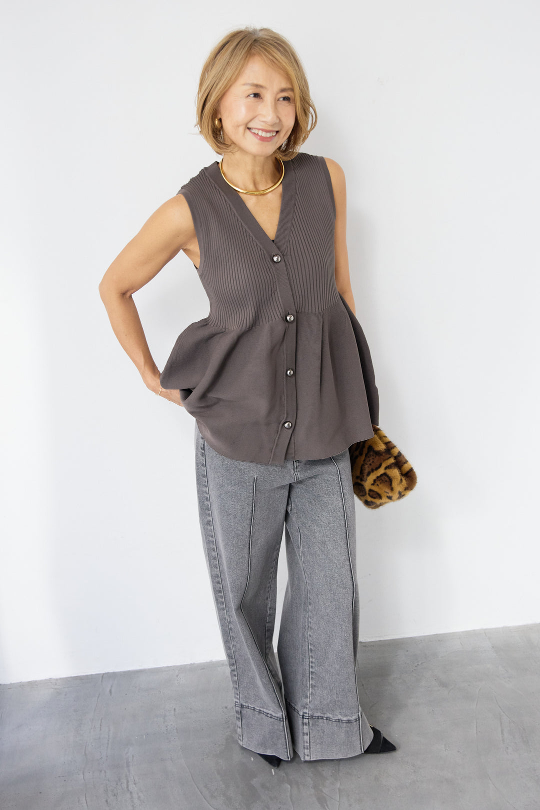 リブペプラムニット