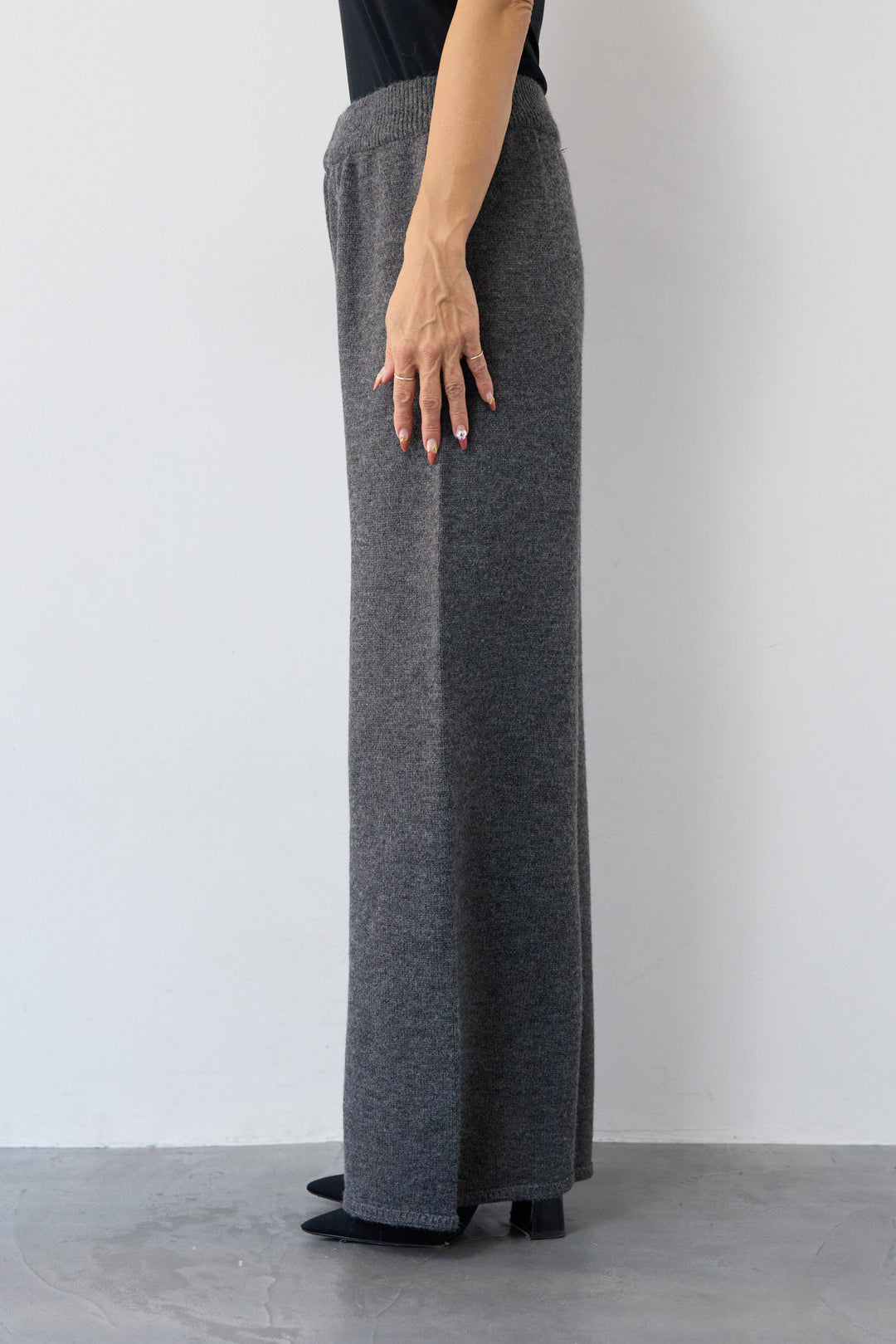 ファーフードジップニットパーカーセットアップ