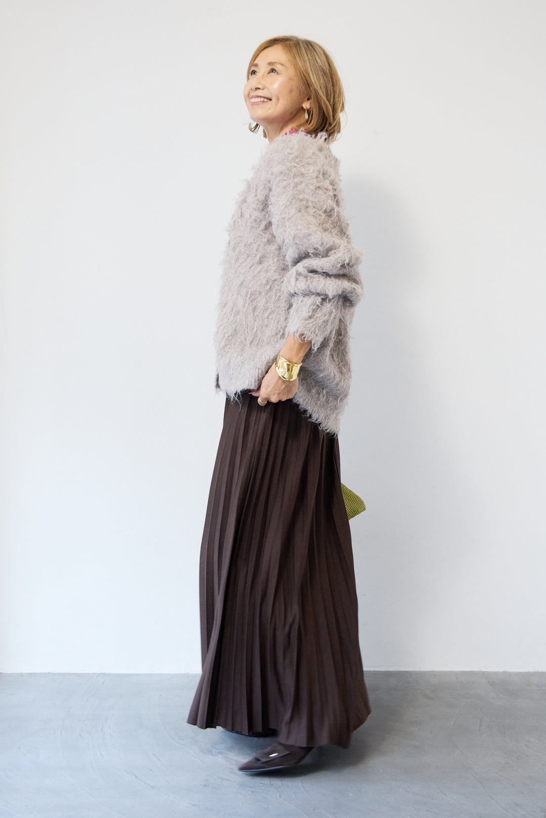 ウエストゴム ロングプリーツスカート