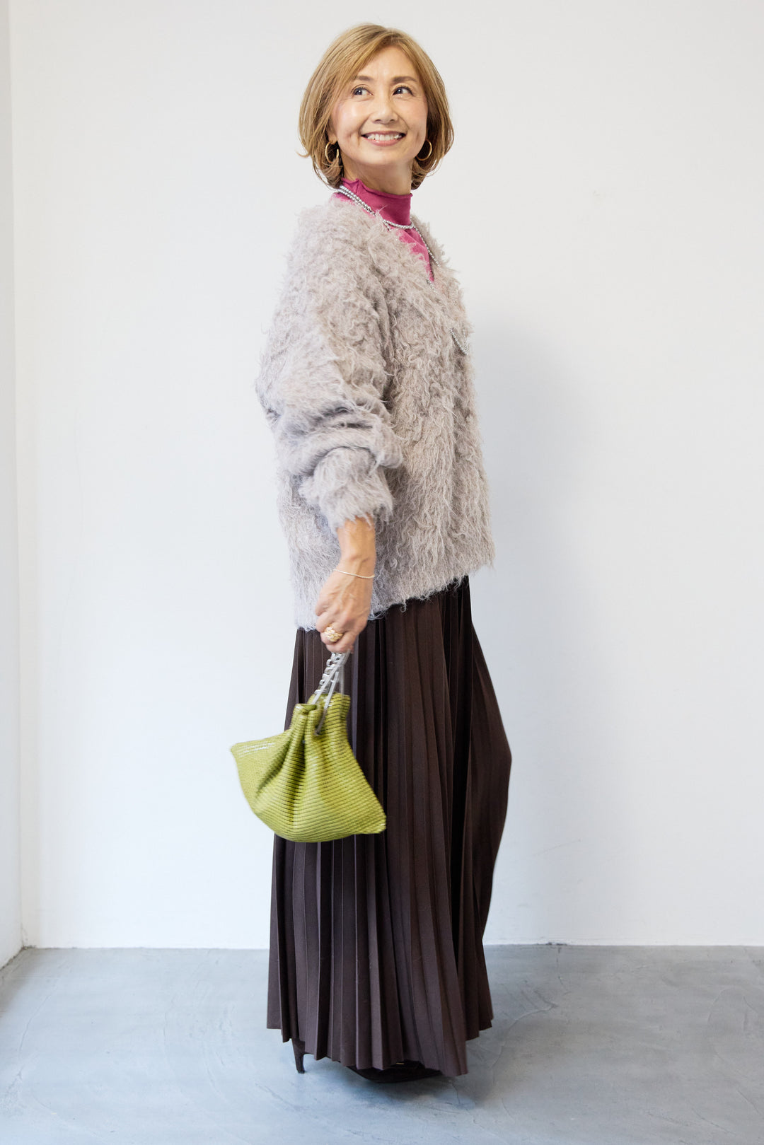 ウエストゴム ロングプリーツスカート