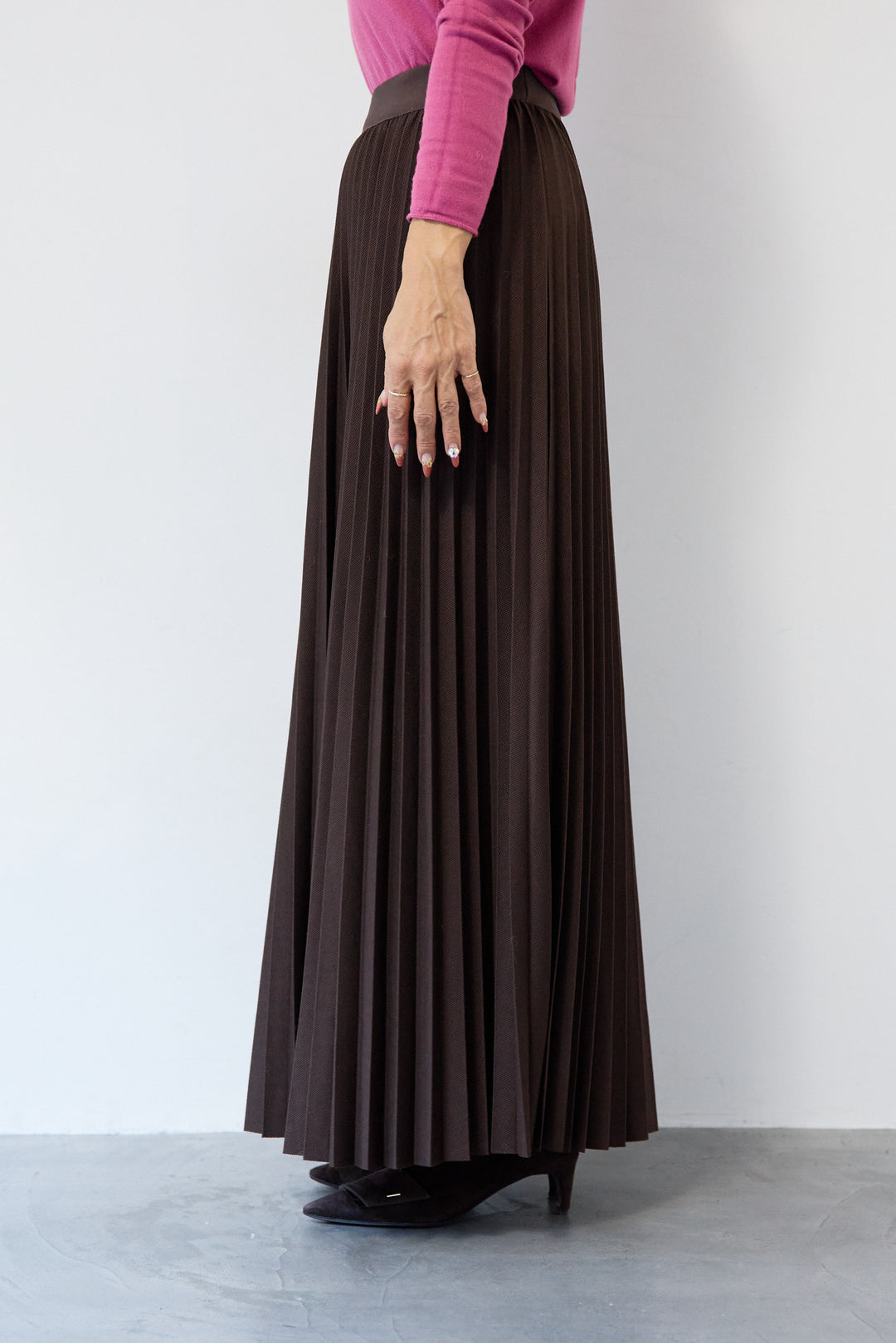 ウエストゴム ロングプリーツスカート