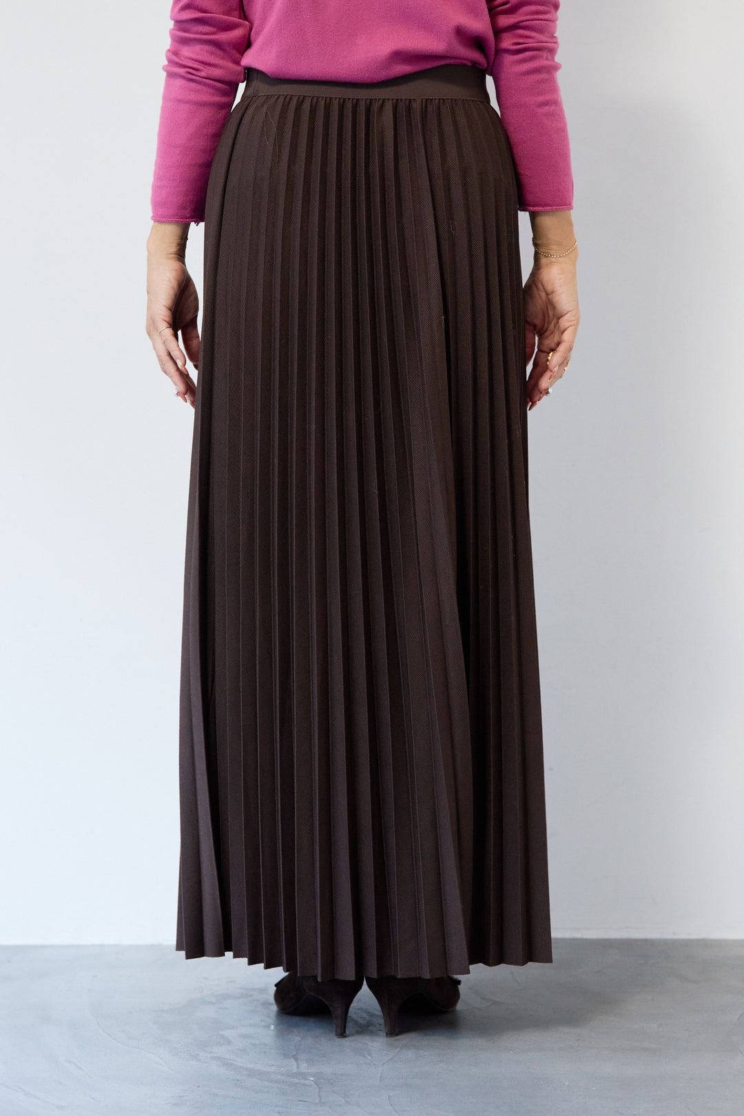 ウエストゴム ロングプリーツスカート