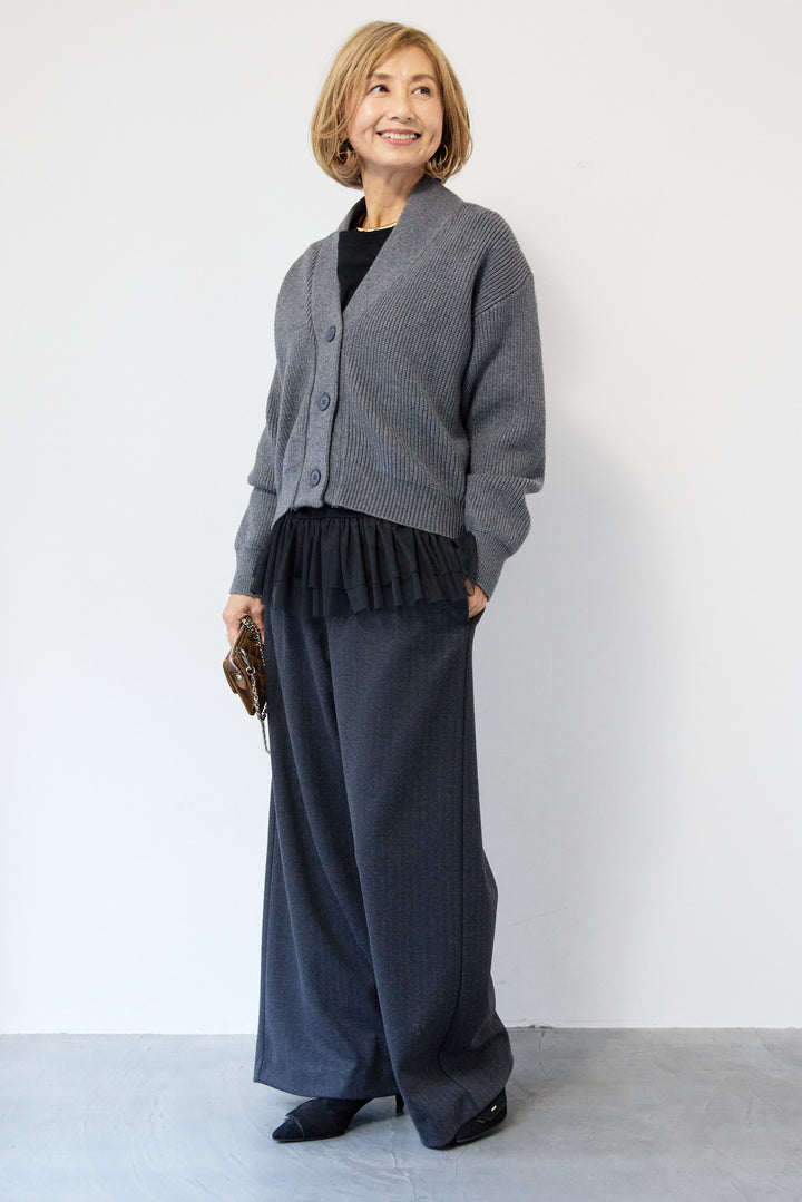 ショートニリブットカーディガン