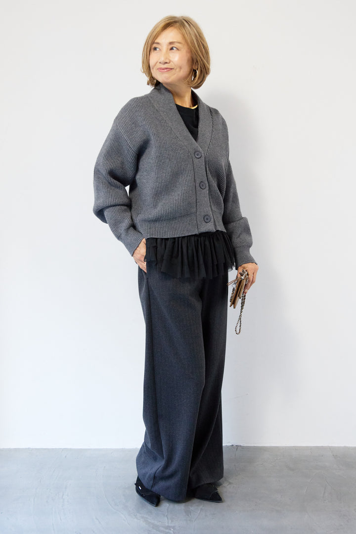 ショートニリブットカーディガン