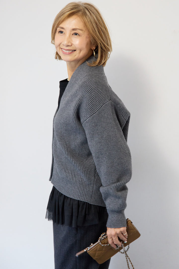 ショートニリブットカーディガン