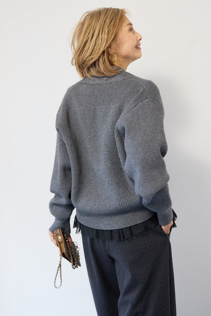 ショートニリブットカーディガン