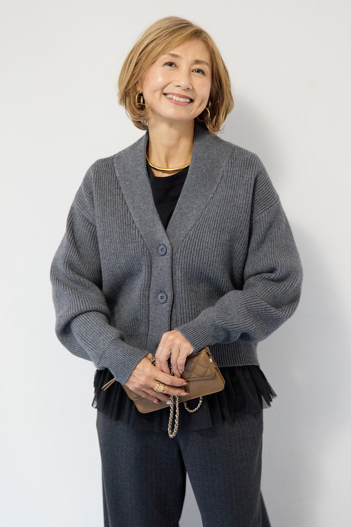 ショートニリブットカーディガン