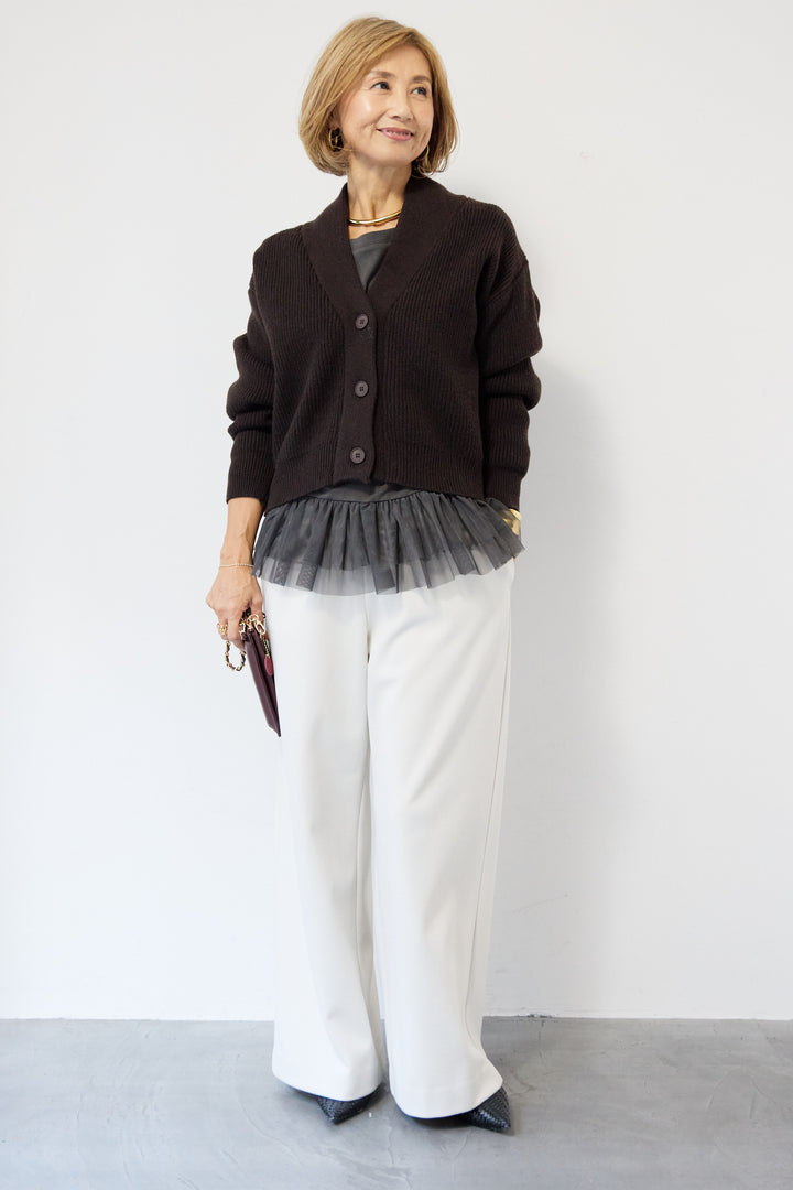 ショートニリブットカーディガン