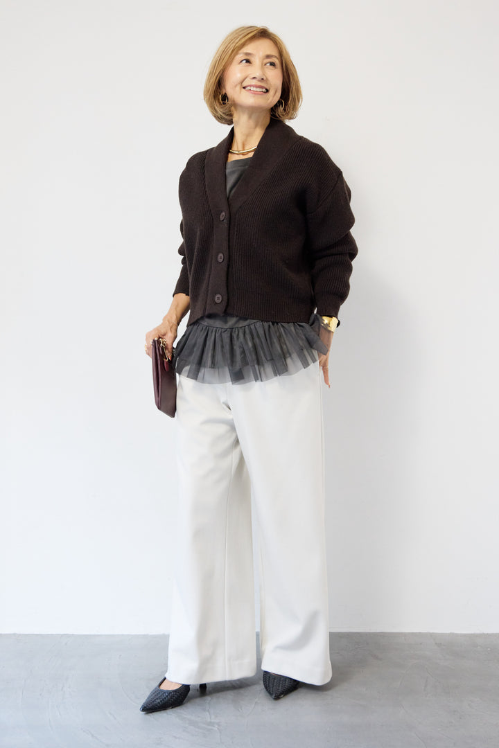 ショートニリブットカーディガン