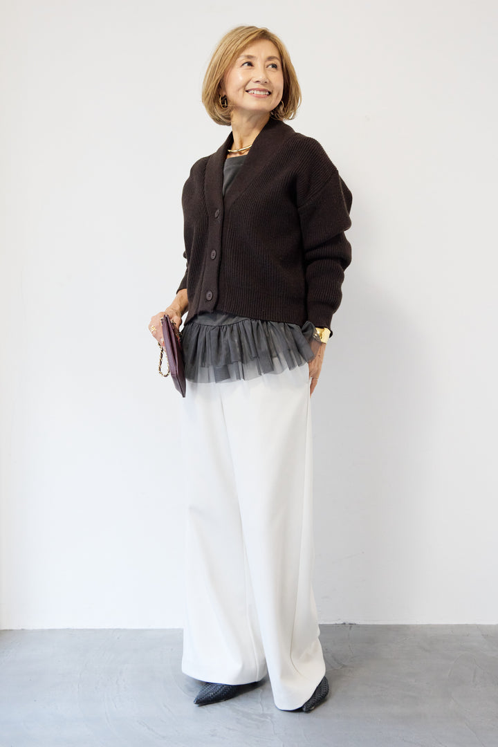 ショートニリブットカーディガン