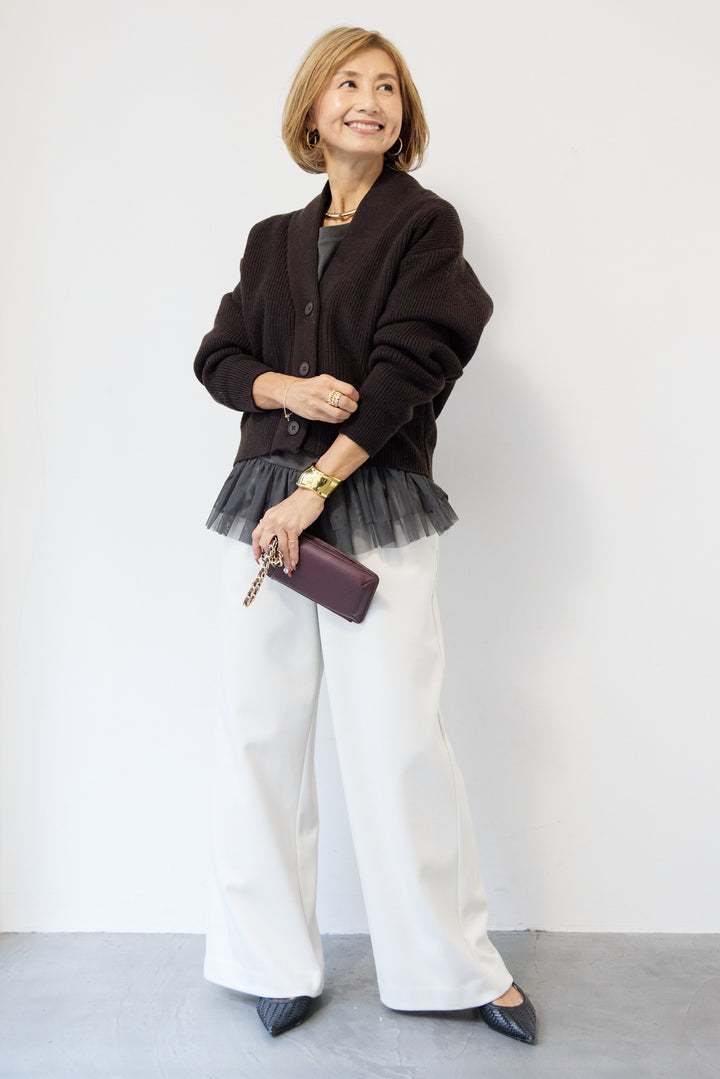 ショートニリブットカーディガン