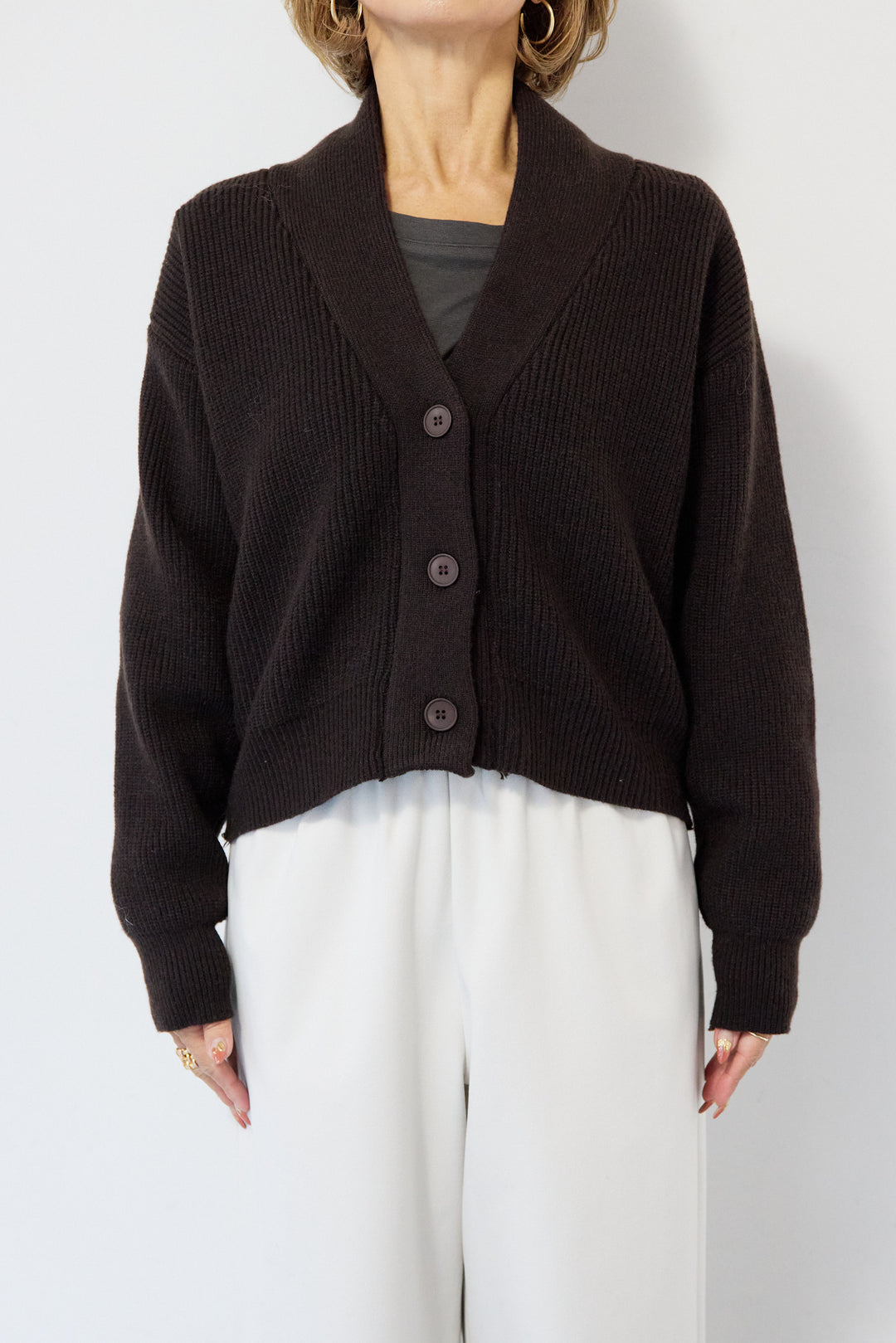 ショートニリブットカーディガン