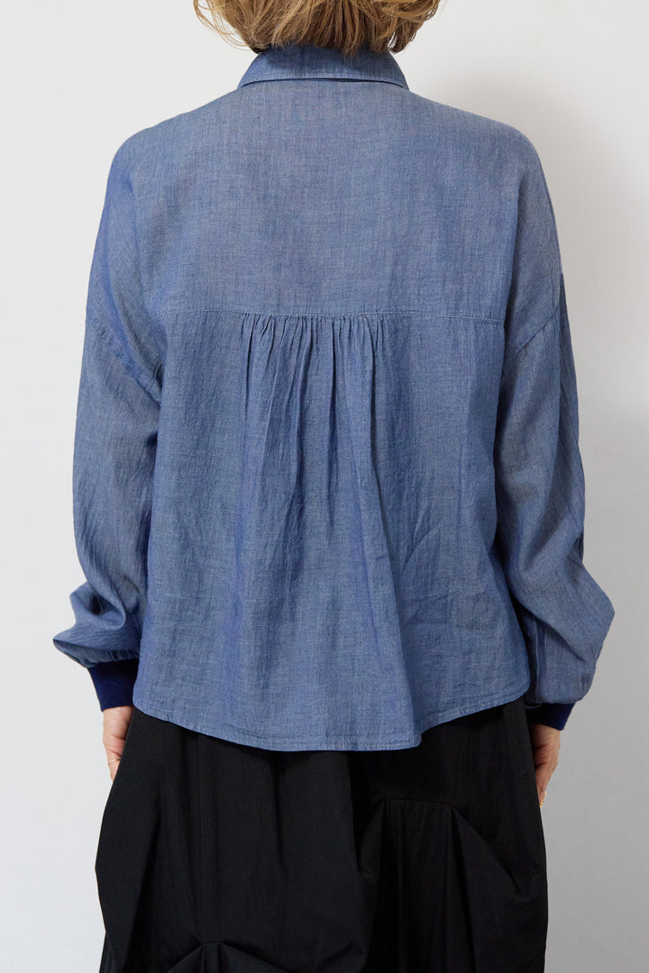 [SET]シアーデニムシャツ+ランダムタックスカート(2set)