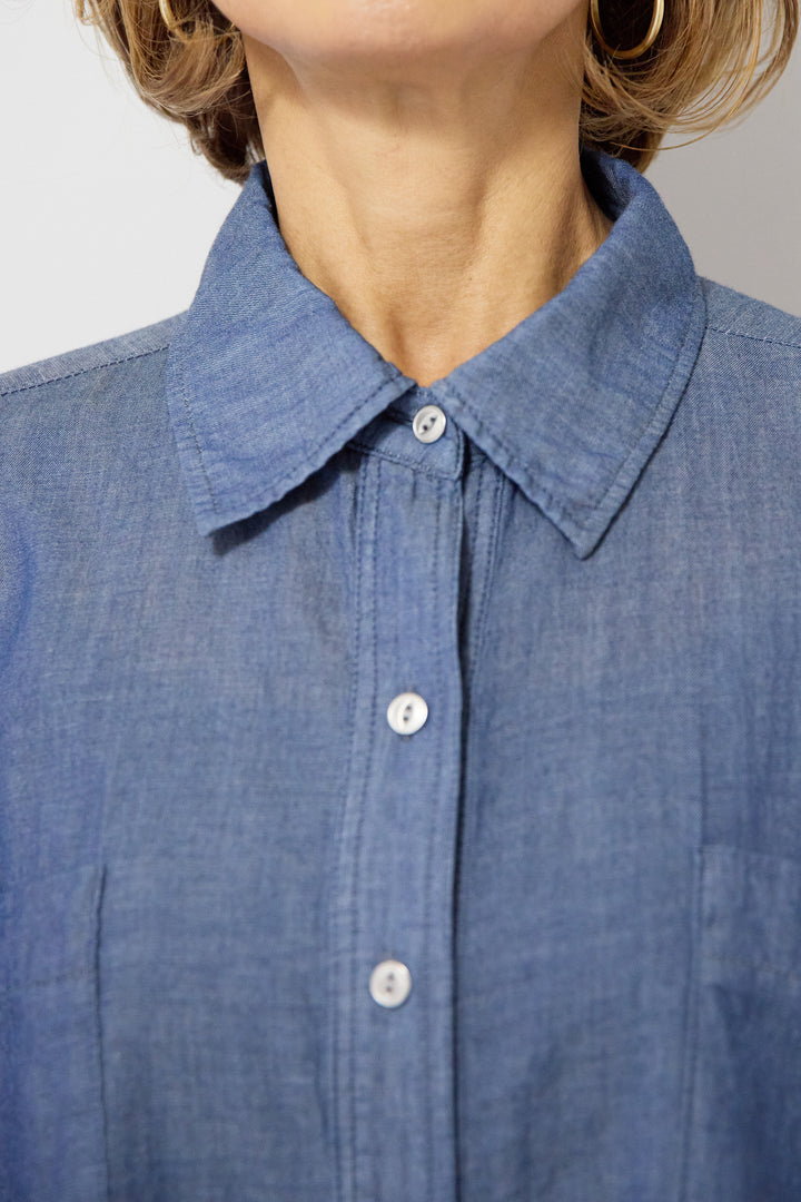 [SET]シアーデニムシャツ+ランダムタックスカート(2set)