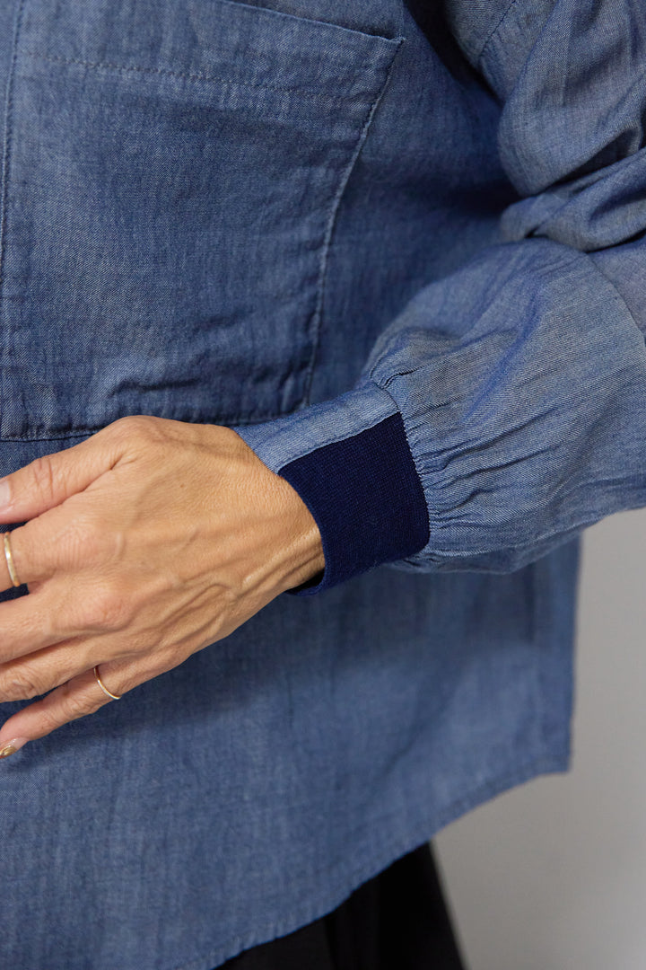 [SET]シアーデニムシャツ+ランダムタックスカート(2set)