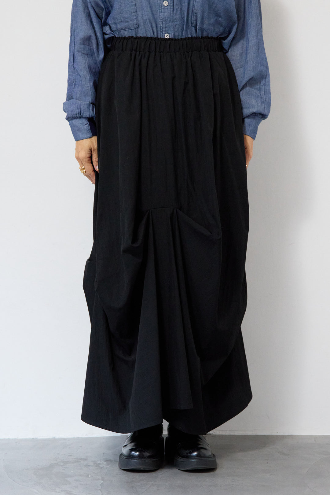 [SET]シアーデニムシャツ+ランダムタックスカート(2set)