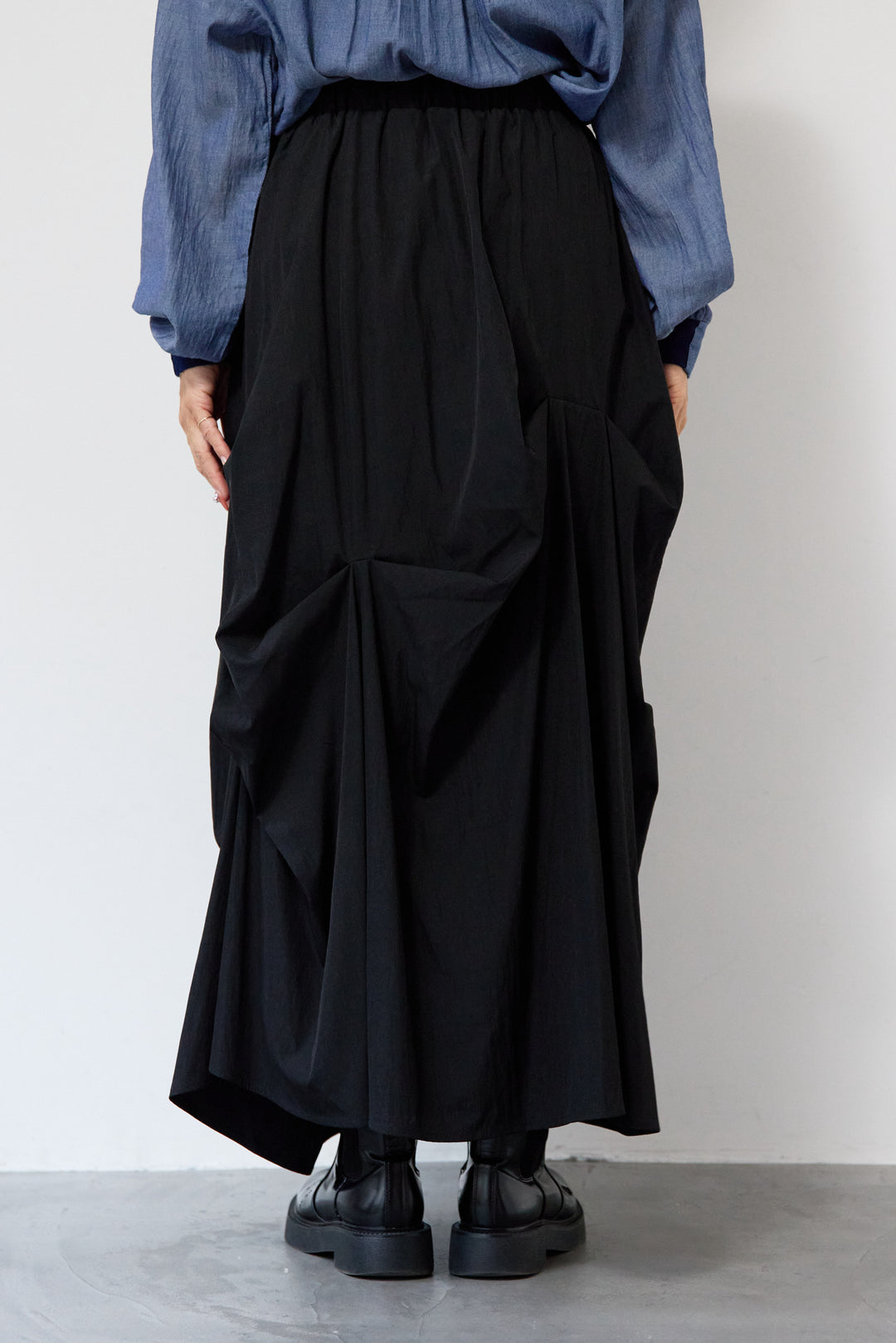 [SET]シアーデニムシャツ+ランダムタックスカート(2set)