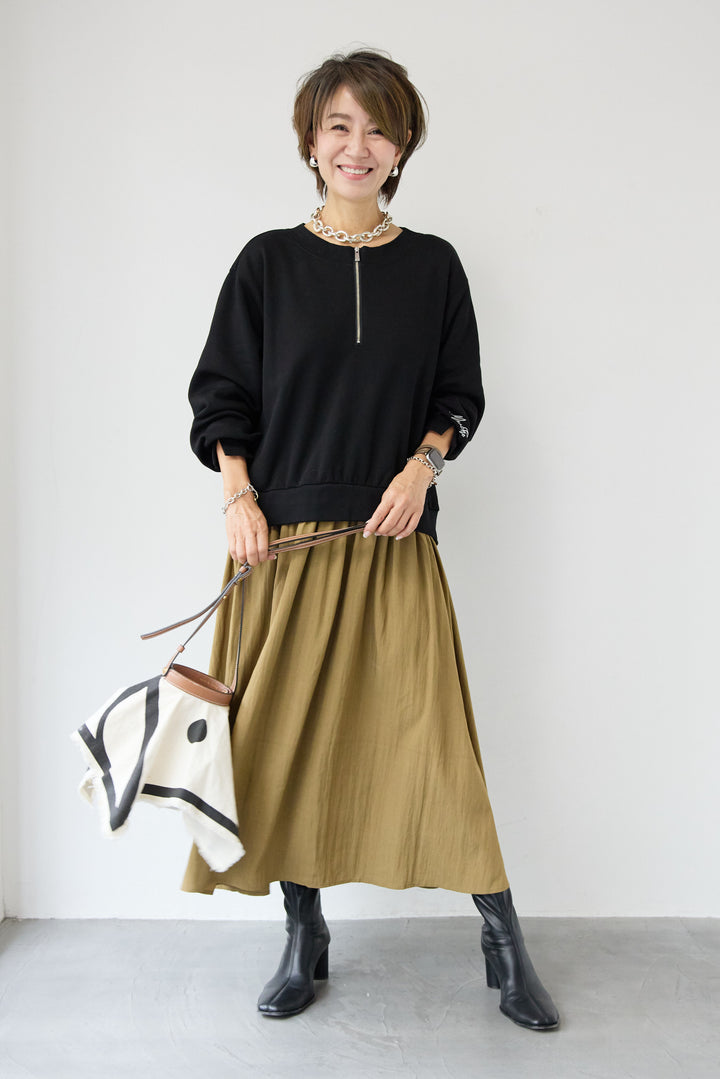 ハーフジップドッキングワンピース