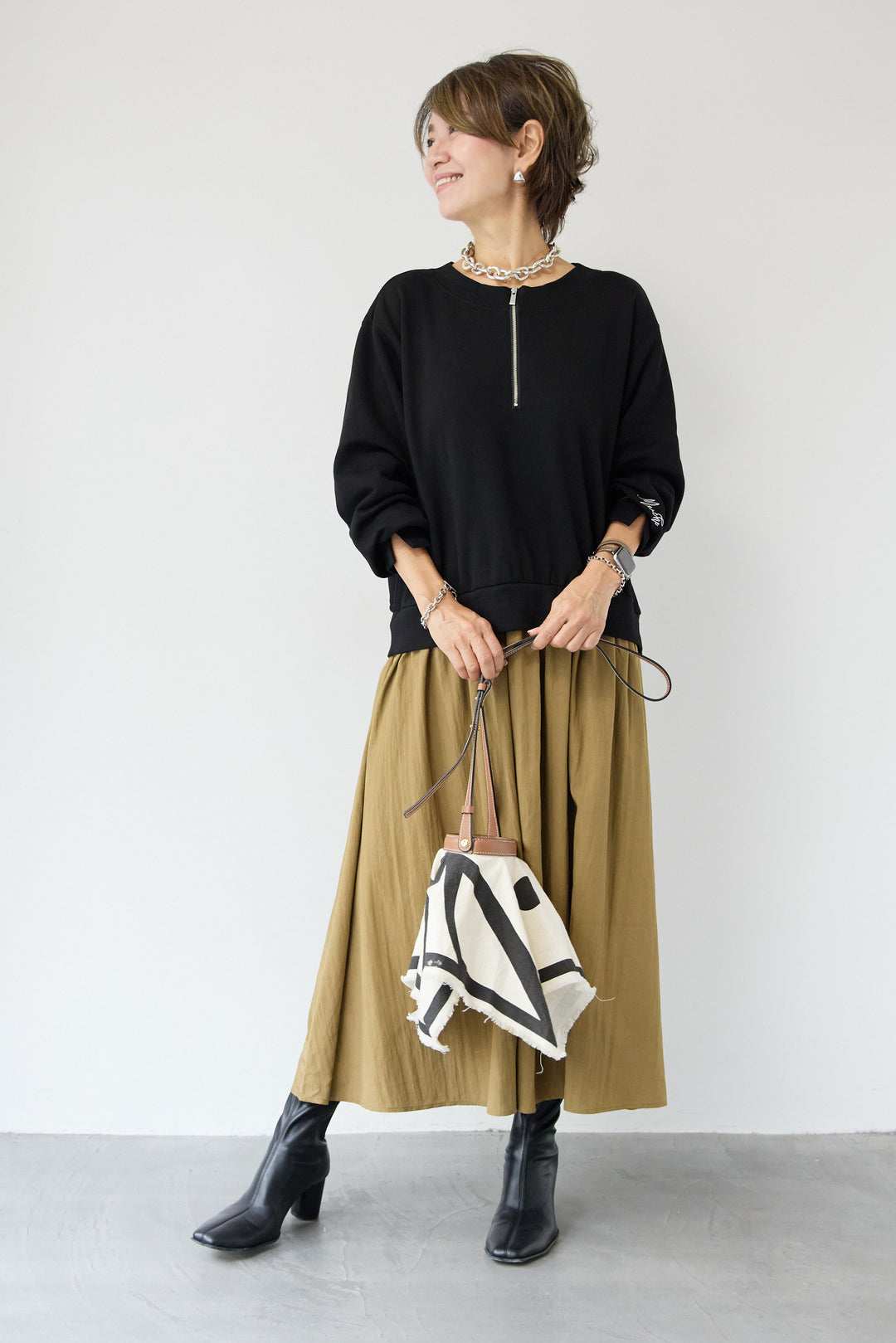 ハーフジップドッキングワンピース