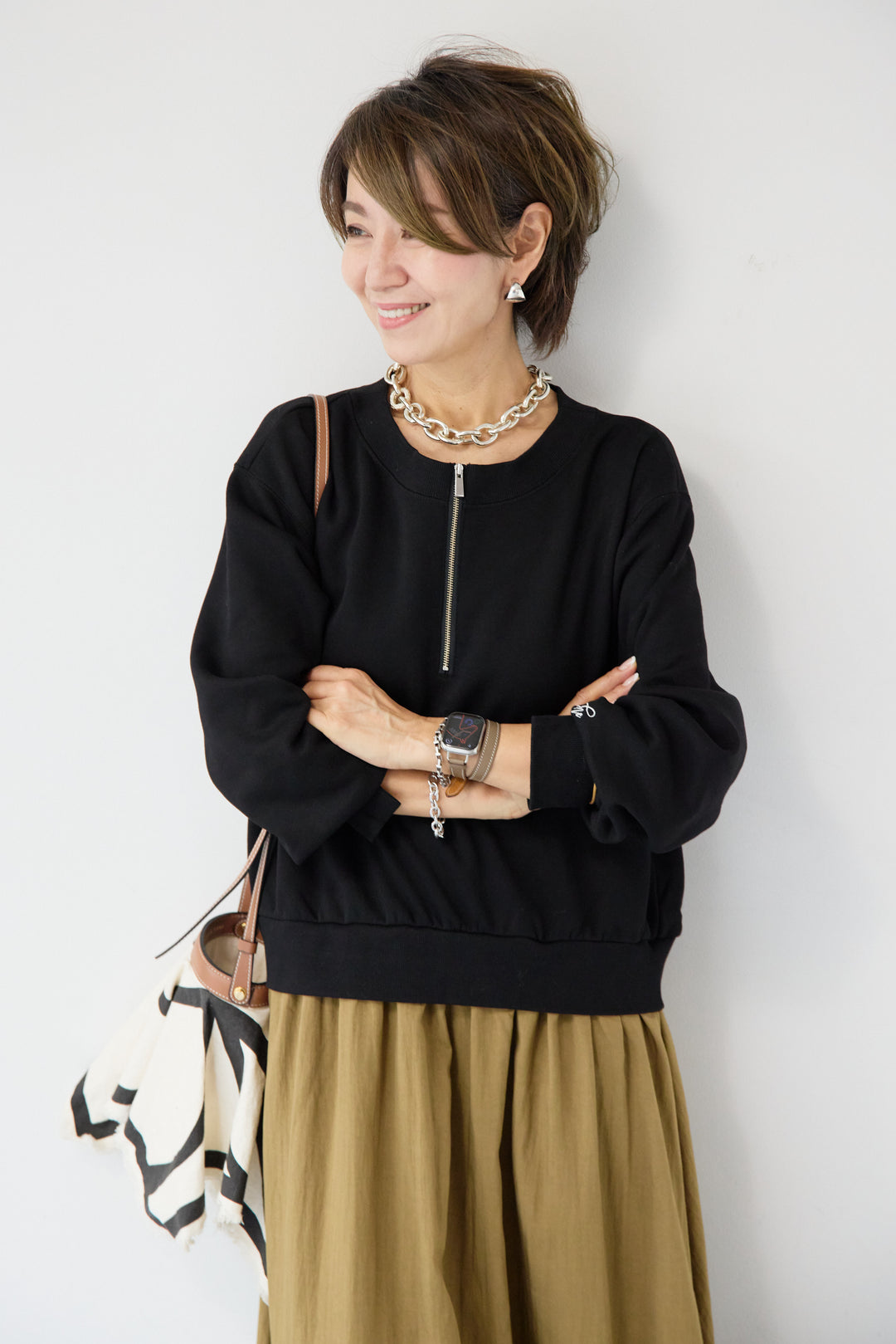 ハーフジップドッキングワンピース