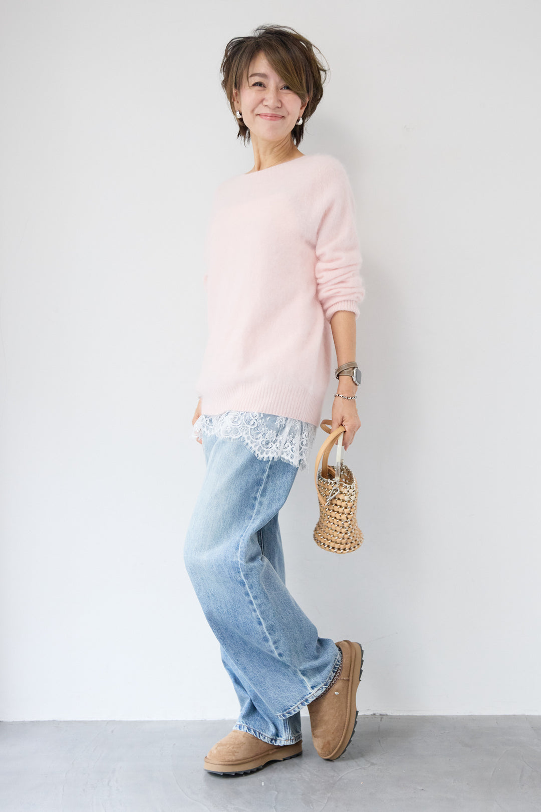 裾レースキャミソール