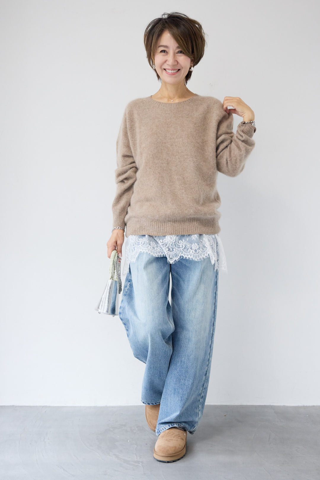 裾レースキャミソール