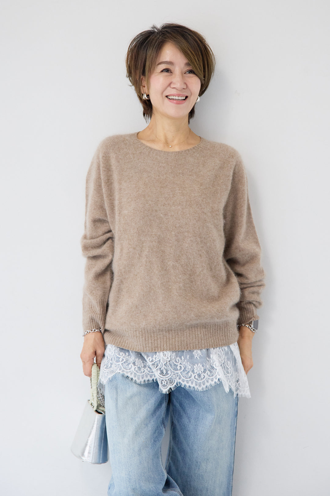 裾レースキャミソール