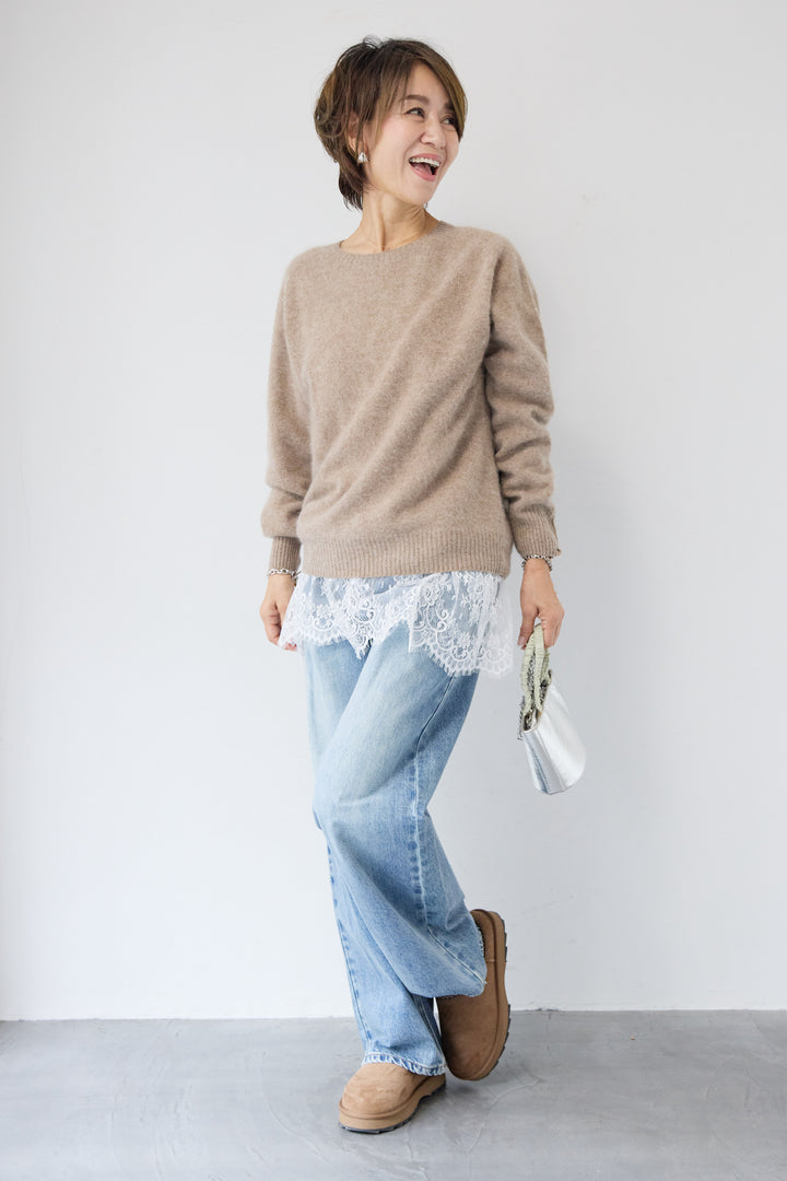 裾レースキャミソール